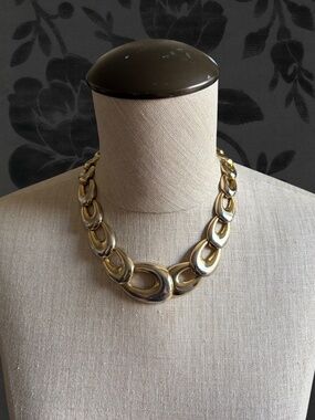 Vintage 1980's Napier Gold Tone Chunky Statement Necklace